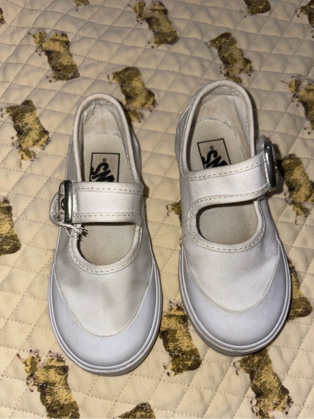 Little Girls Vans White Velcro Mary Jane Sneakers 🌵9